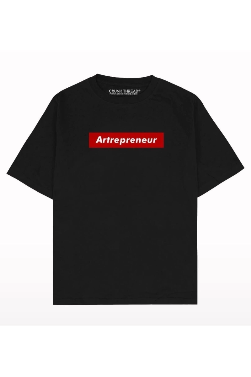 Kadın Artrepreneur Baskılı Oversize Bisiklet Yaka Tshirt