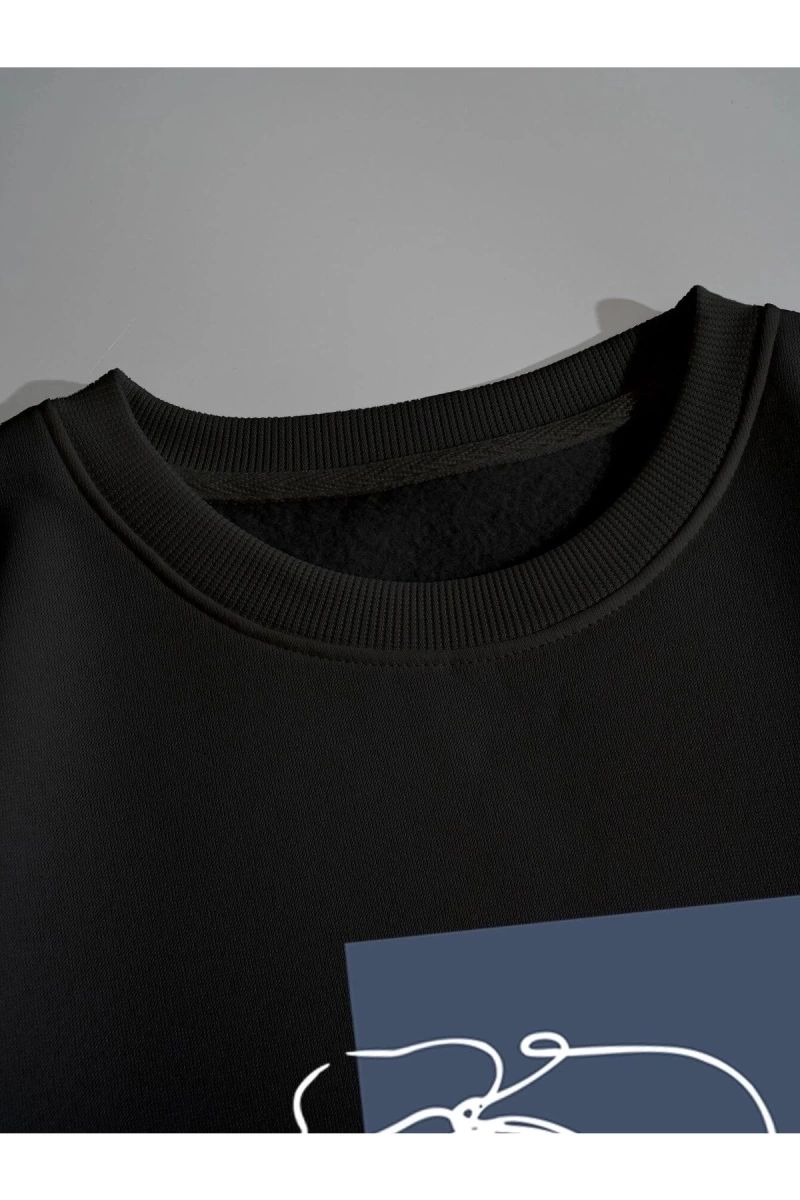 Kadın Beauty Baskılı Oversize Bisiklet Yaka Sweatshirt