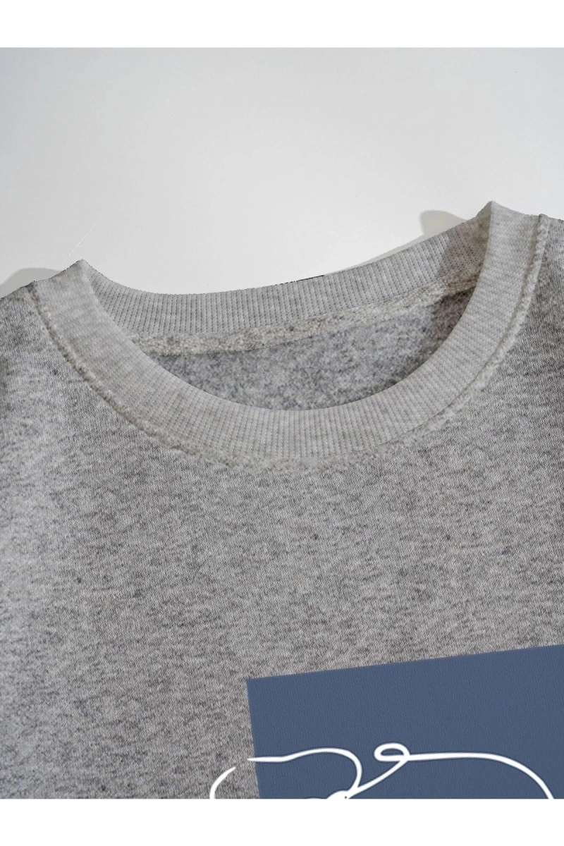 Kadın Beauty Baskılı Oversize Bisiklet Yaka Sweatshirt