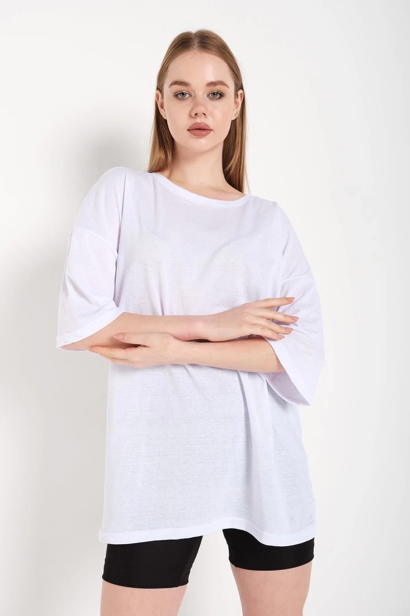 Kadın Beyaz Oversize T-shirt