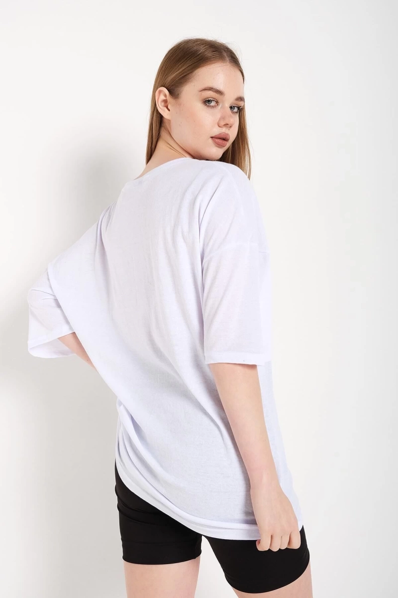 Kadın Beyaz Oversize T-shirt