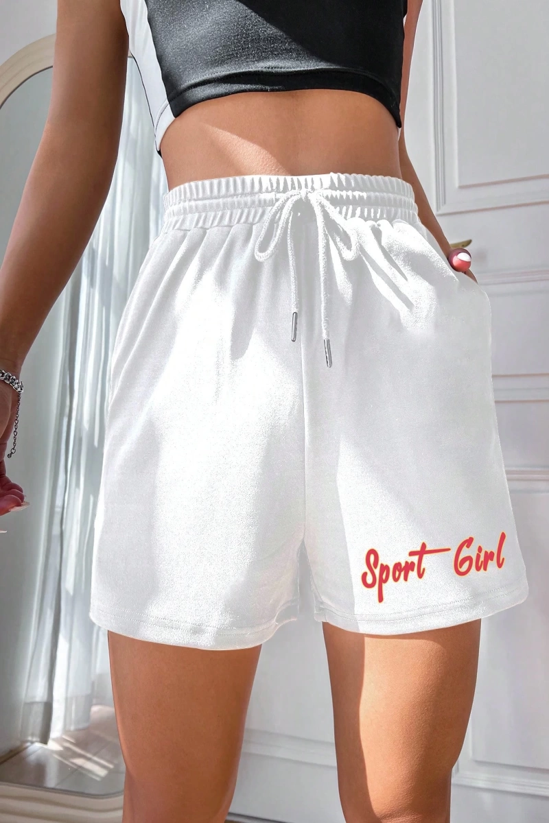 Kadın Bol Günlük Ayarlanabilir Bel Spor Şortu Cepli, İlkbahar/Yaz İçin Uygun