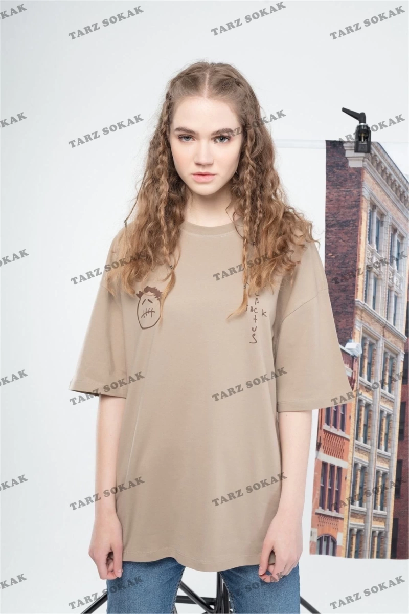 Kadın Drew Yazı Tshirt Açık