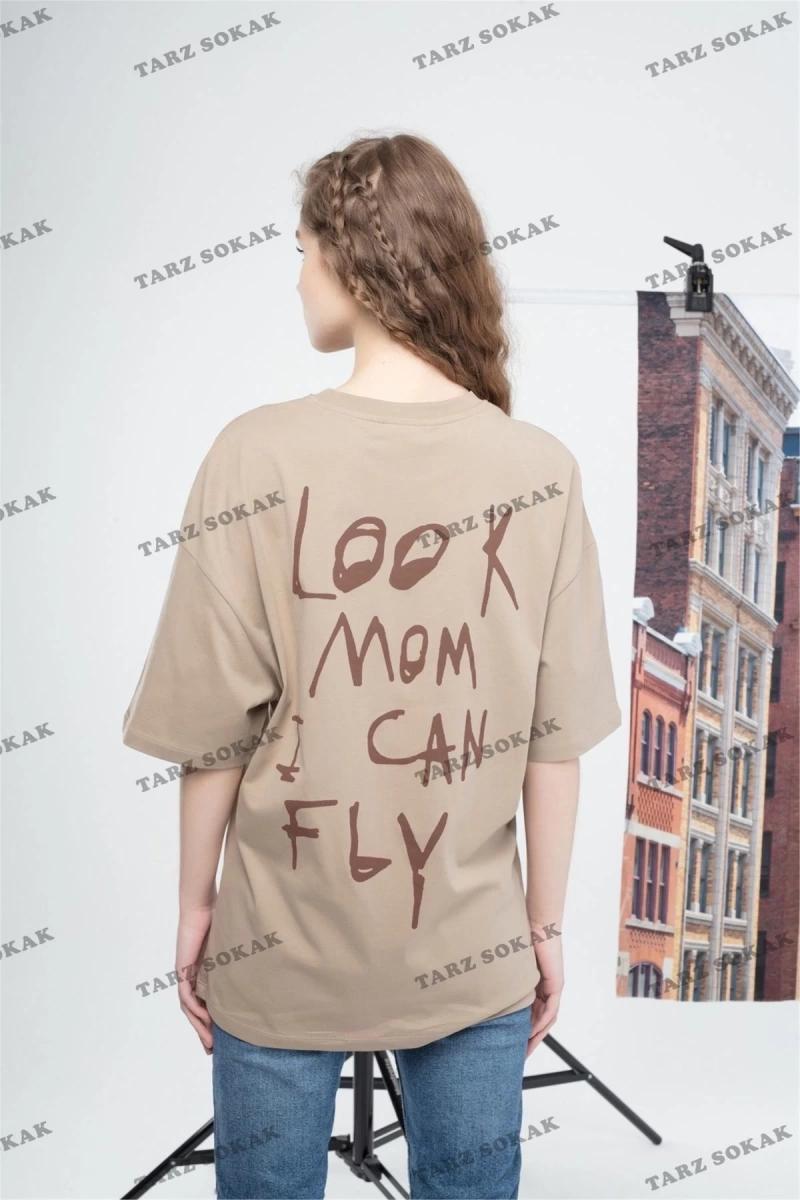 Kadın Drew Yazı Tshirt Açık