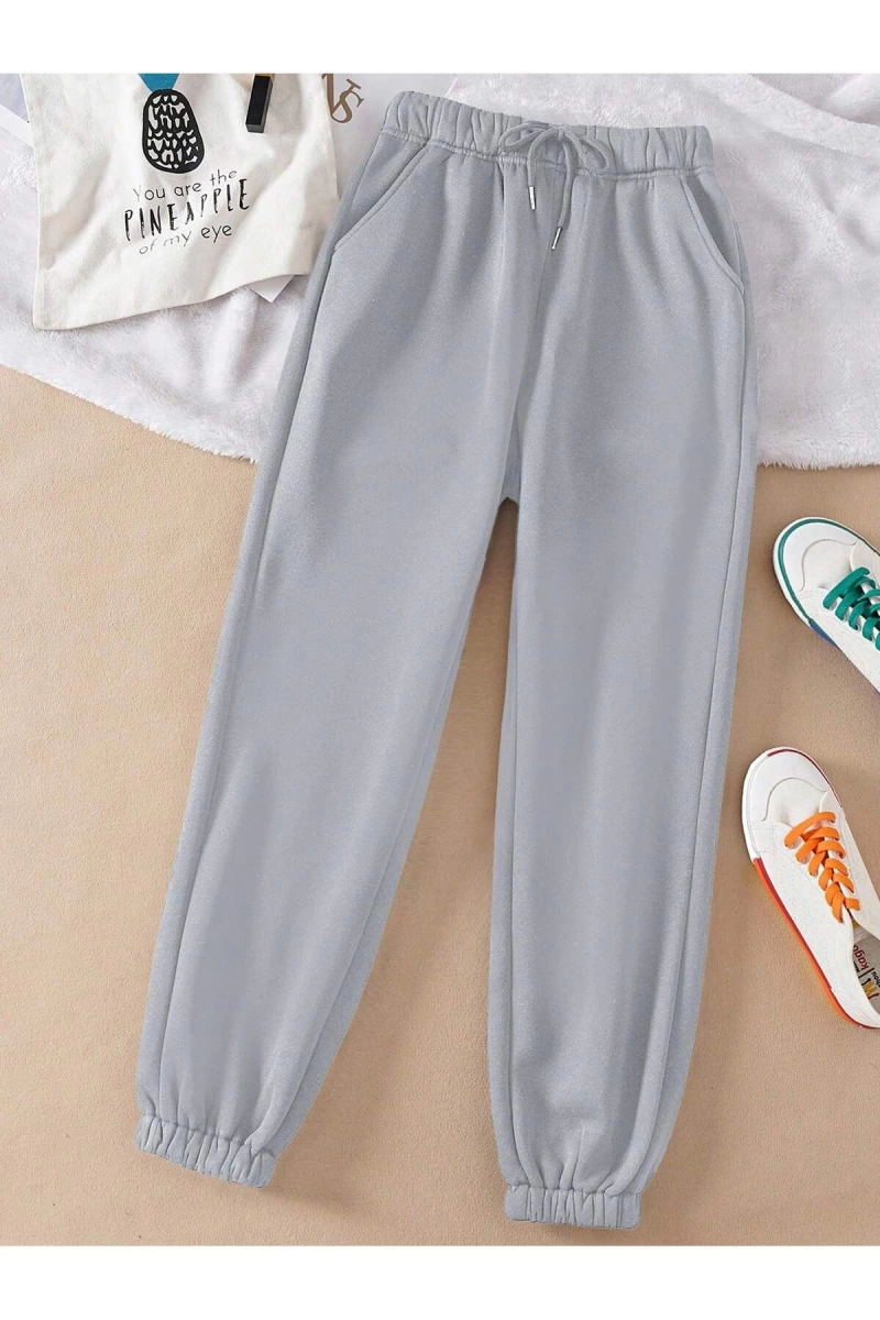 Kadın Düz Renk İpli Bel Jogger Pantolon