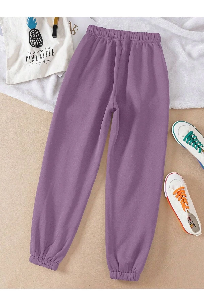 Kadın Düz Renk İpli Bel Spor Pantolonları