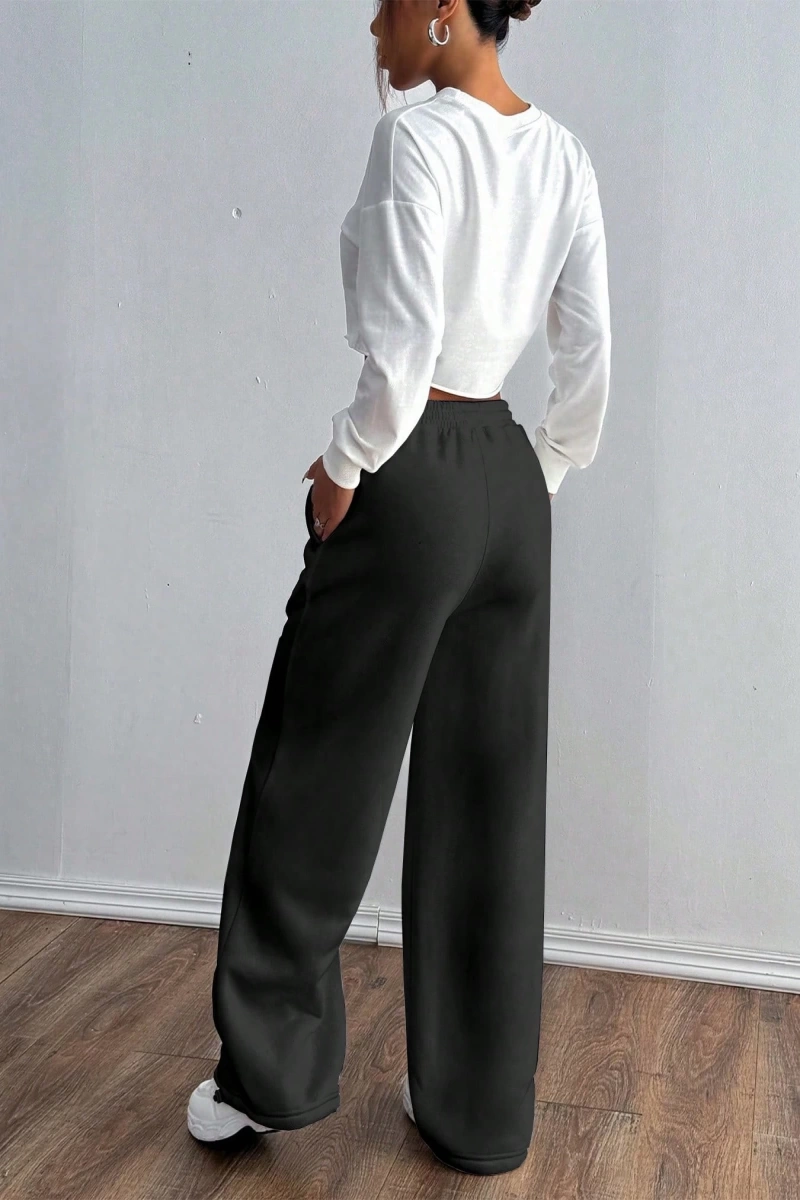 Kadın Fiyonk Desenli Eşofman Altı, Minimalist, Genç, Kampüs Stili, Moda, Rahat, Yolculuk, Spo