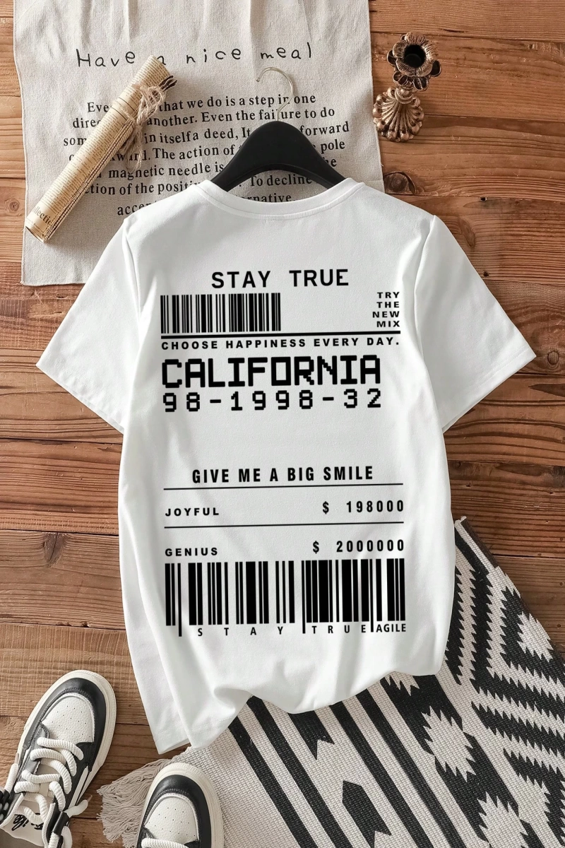 Kadın Günlük Los Angeles Mektup Baskılı Yuvarlak Yaka Tişört, Şık ve Çok Yönlü, Spor Kıyafetl