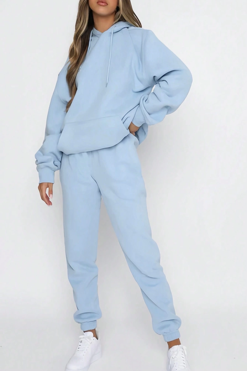 Kadın Kapşonlu Bağcıklı Sweatshirt ve Eşofman Altı Takımı