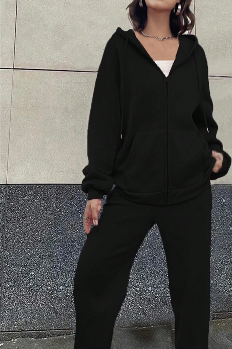 Kadın Kapşonlu Bağcıklı Sweatshirt ve Eşofman Altı Takımı