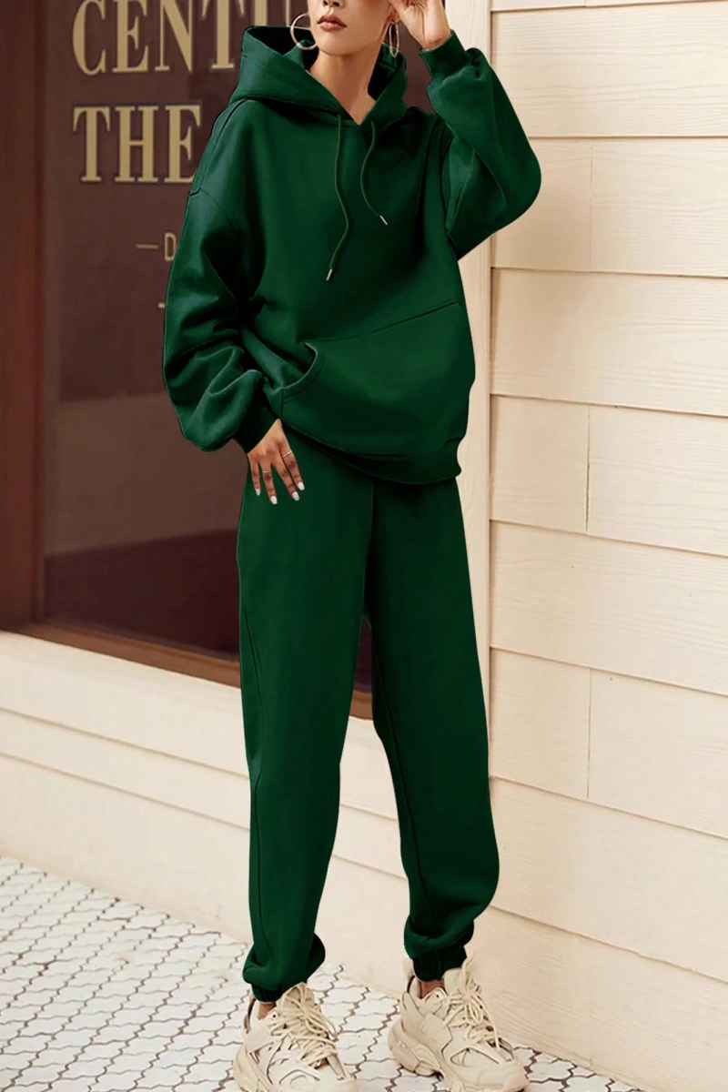 Kadın Kapşonlu Bağcıklı Sweatshirt ve Eşofman Altı Takımı