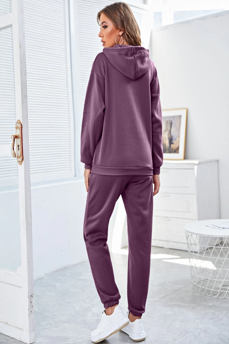 Kadın Kapşonlu Bağcıklı Sweatshirt ve Eşofman Altı Takımı
