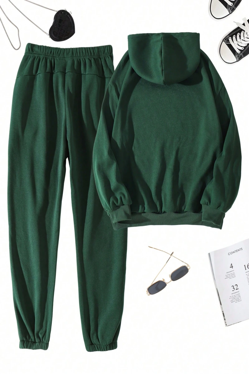 Kadın Kapşonlu Bağcıklı Sweatshirt ve Eşofman Altı Takımı