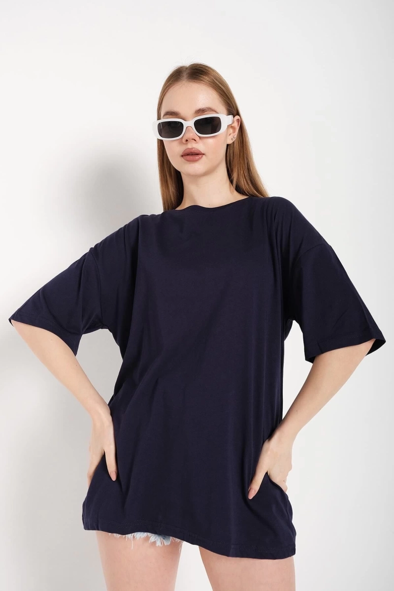 Kadın Lacivert Oversize T-shirt