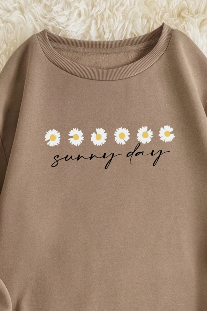 Kadın Mektup Baskılı Düşük Omuz Sweatshirt Ve Bağcıklı Bel Pantolon Takımı