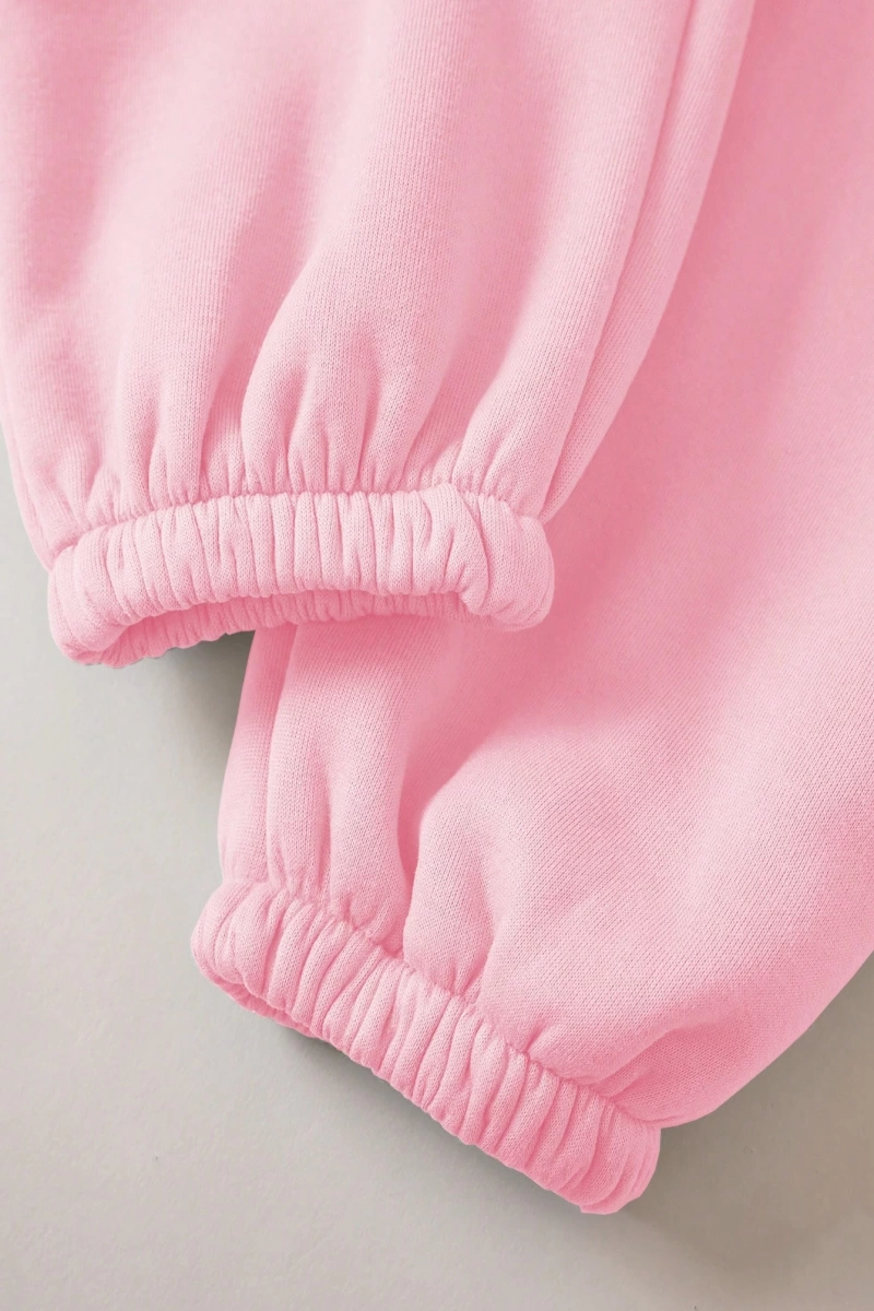 Kadın Mektup Baskılı Düşük Omuz Sweatshirt Ve Bağcıklı Bel Pantolon Takımı