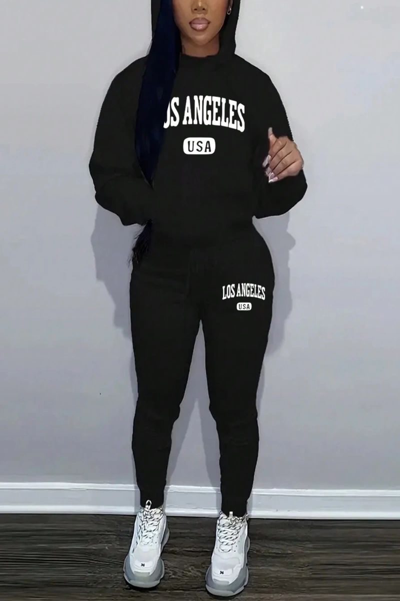 Kadın Mektup Baskılı Sweatshirt Ve Eşofman Altı İki Parça Set
