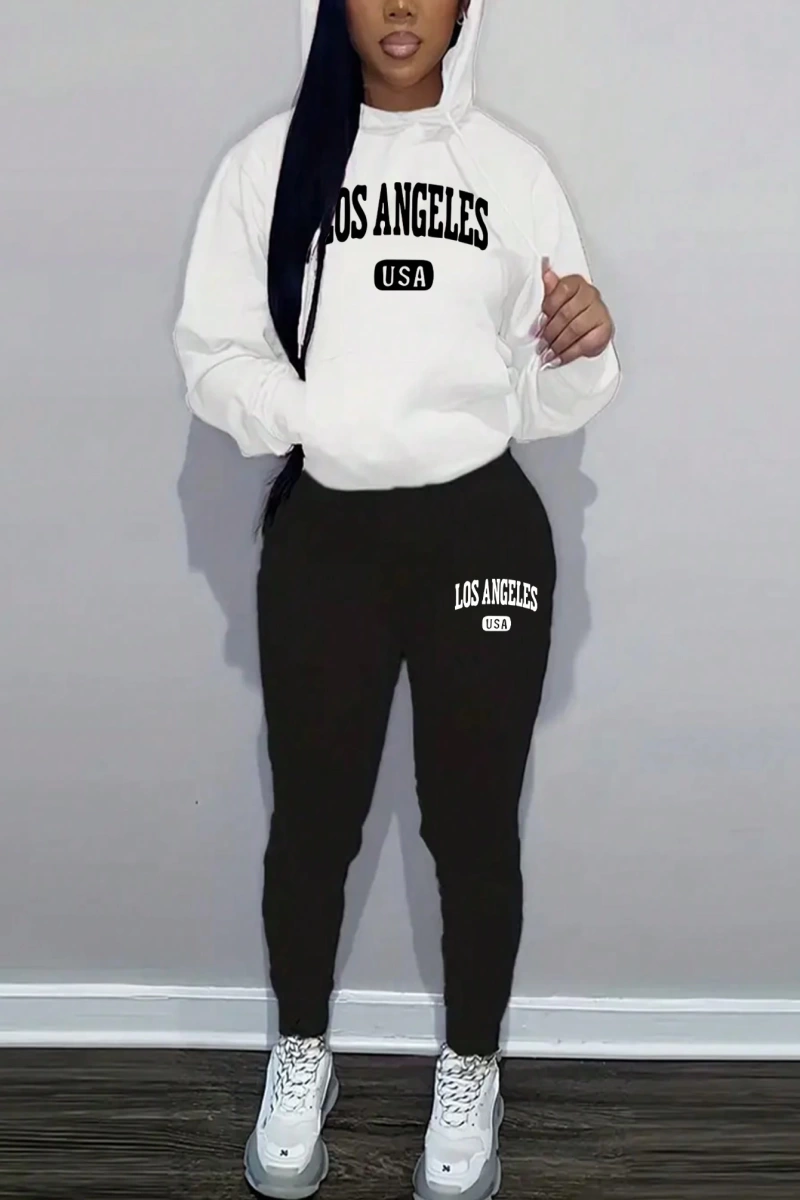 Kadın Mektup Baskılı Sweatshirt Ve Eşofman Altı İki Parça Set