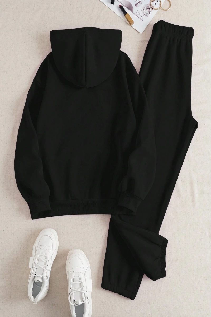 Kadın Mektup Baskılı Sweatshirt Ve Eşofman Altı İki Parça Set