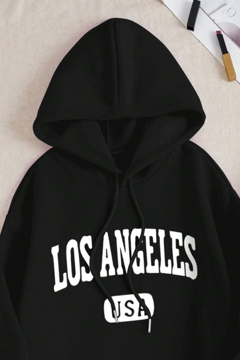 Kadın Mektup Baskılı Sweatshirt Ve Eşofman Altı İki Parça Set