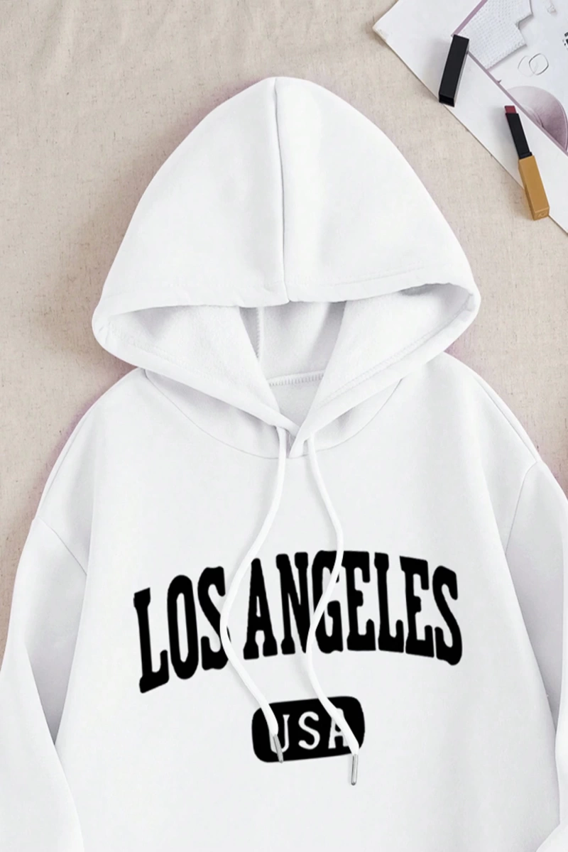 Kadın Mektup Baskılı Sweatshirt Ve Eşofman Altı İki Parça Set
