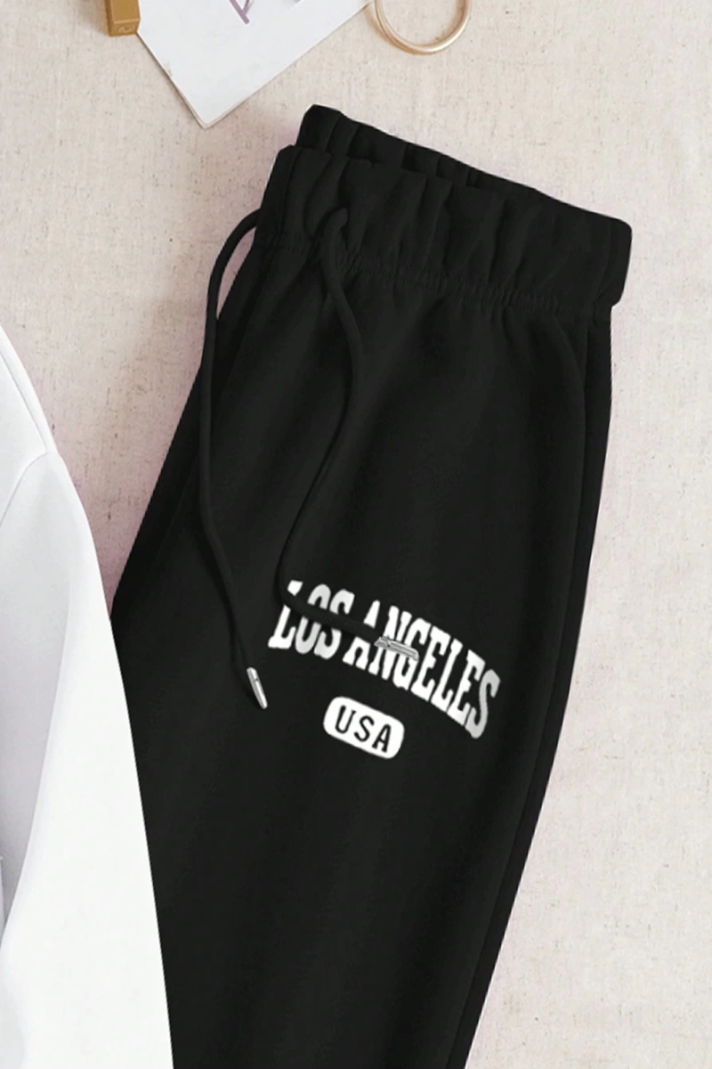 Kadın Mektup Baskılı Sweatshirt Ve Eşofman Altı İki Parça Set