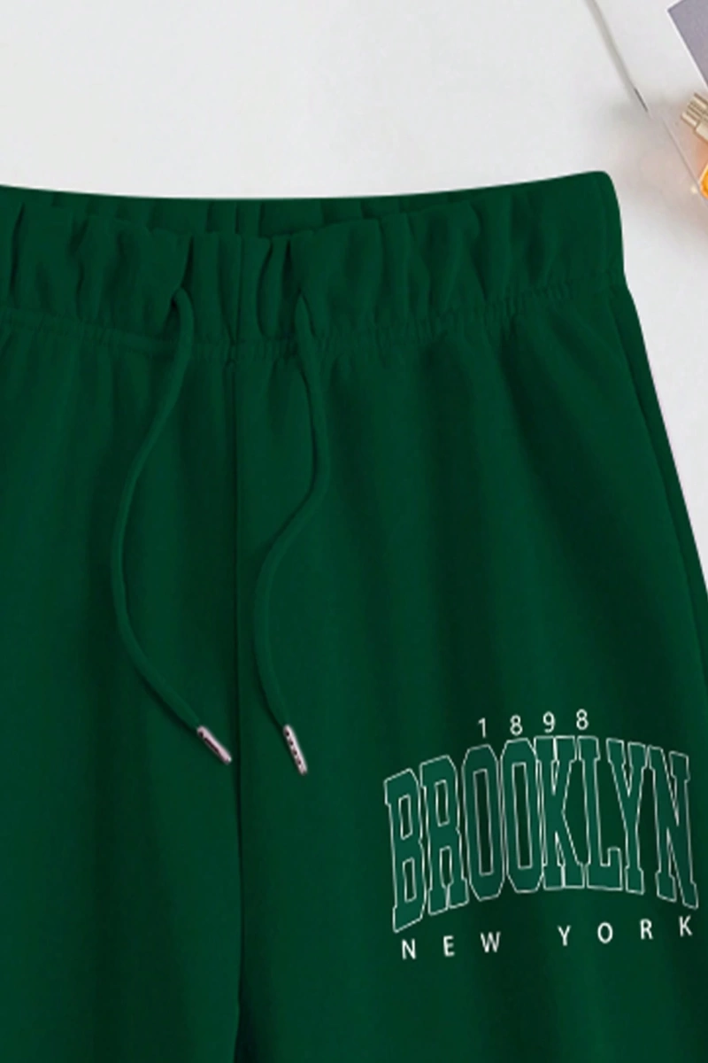 Kadın Mektup Baskılı Yuvarlak Yaka Sweatshirt Ve Eşofman Altı Takımı