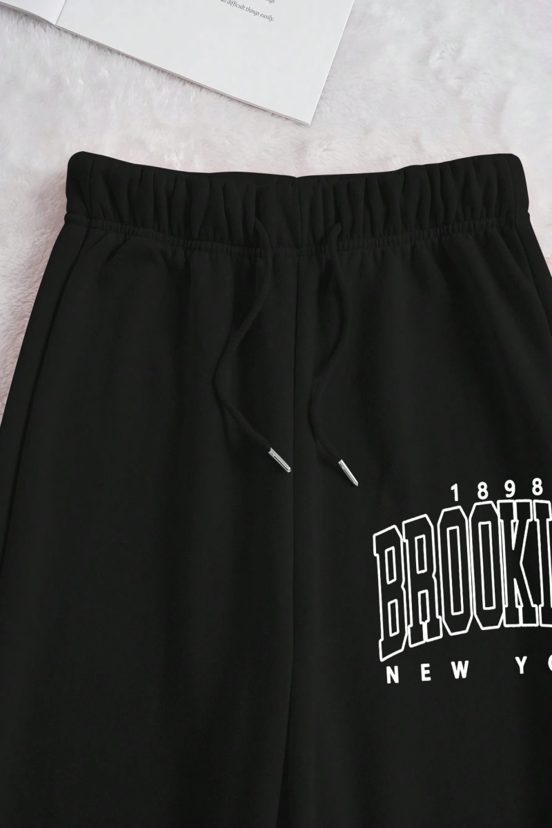 Kadın Mektup Baskılı Yuvarlak Yaka Sweatshirt Ve Eşofman Altı Takımı