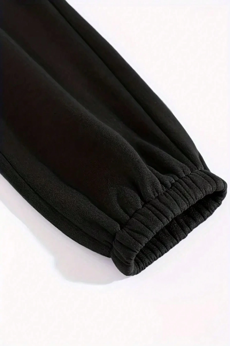 Kadın Mektup Baskılı Yuvarlak Yaka Sweatshirt Ve Eşofman Altı Takımı