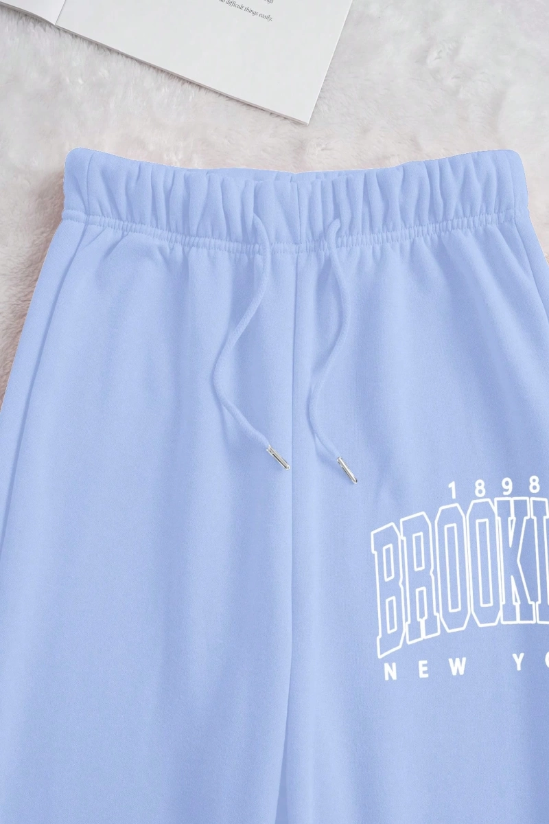 Kadın Mektup Baskılı Yuvarlak Yaka Sweatshirt Ve Eşofman Altı Takımı