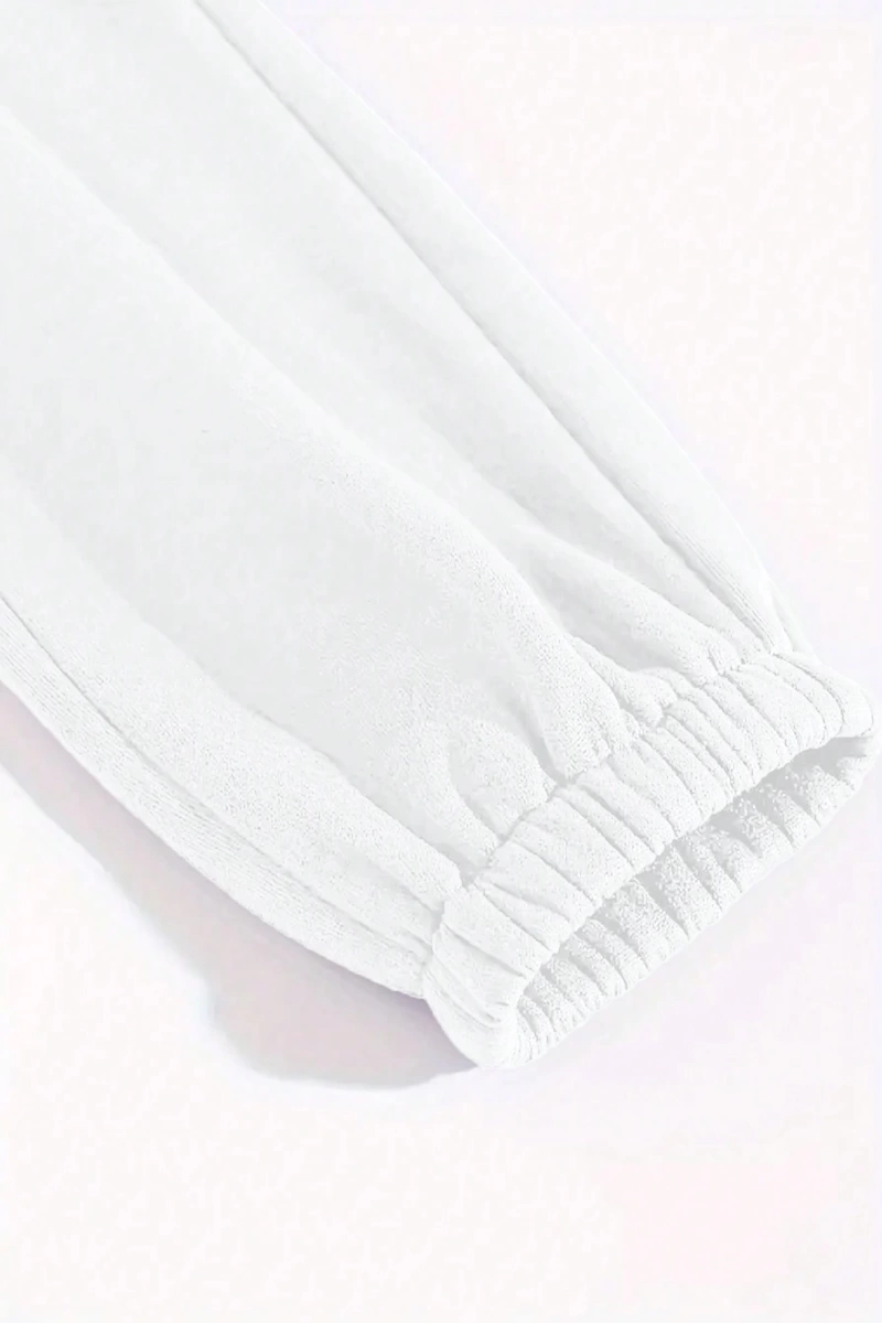 Kadın Mektup Baskılı Yuvarlak Yaka Uzun Kollu Sweatshirt Ve Bağcıklı Jogger Pantolon R