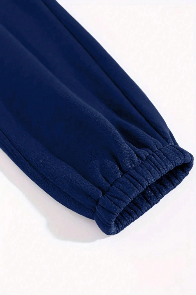 Kadın Mektup Baskılı Yuvarlak Yaka Uzun Kollu Sweatshirt Ve Bağcıklı Jogger Pantolon R