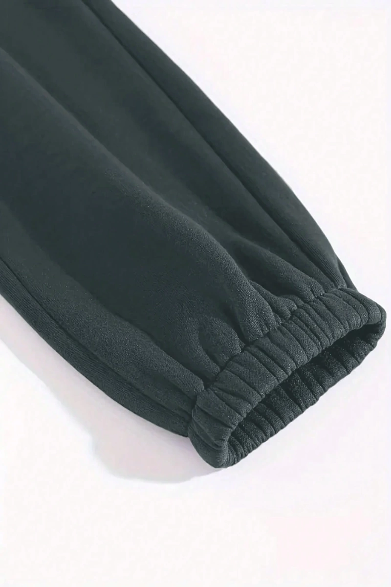 Kadın Mektup Baskılı Yuvarlak Yaka Uzun Kollu Sweatshirt Ve Bağcıklı Jogger Pantolon R