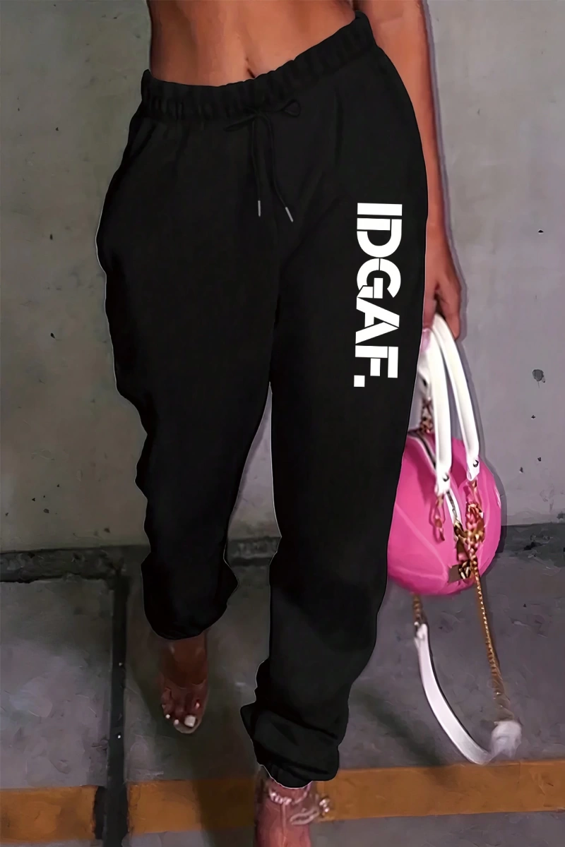Kadın Moda Baskılı Bol Jogger Pantolon
