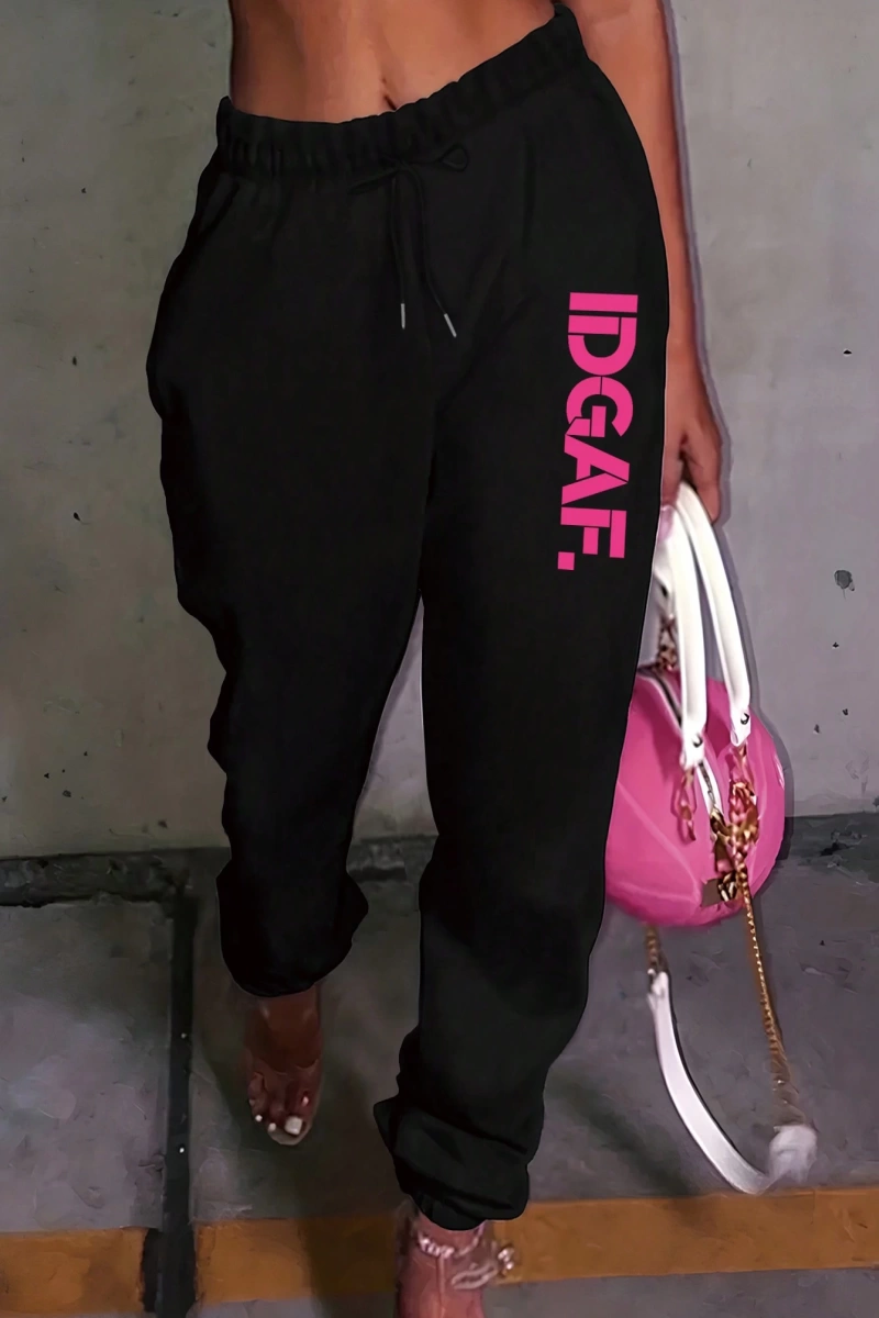 Kadın Moda Baskılı Bol Jogger Pantolon