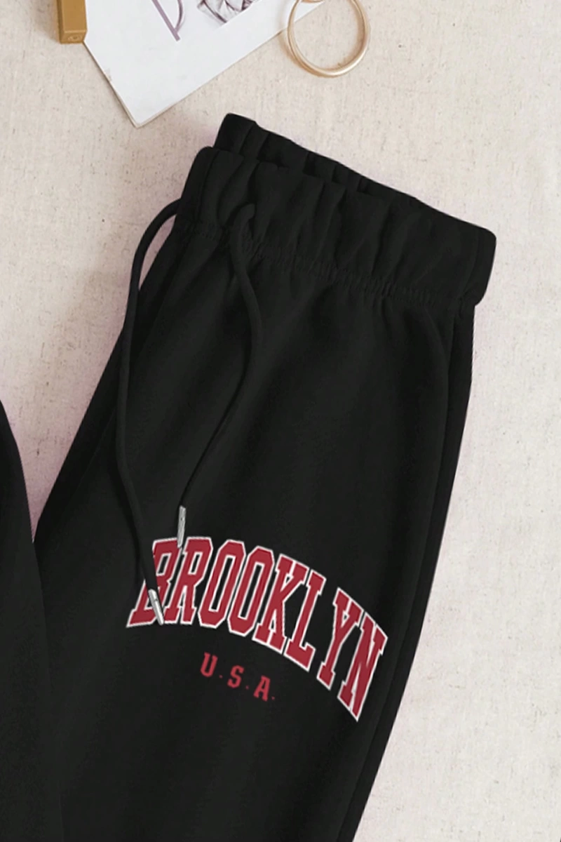Kadın Moda Bol Spor Kapüşonlu Sweatshirt ve Eşofman Altı İki Parçalı Takım, Bayan İlkb