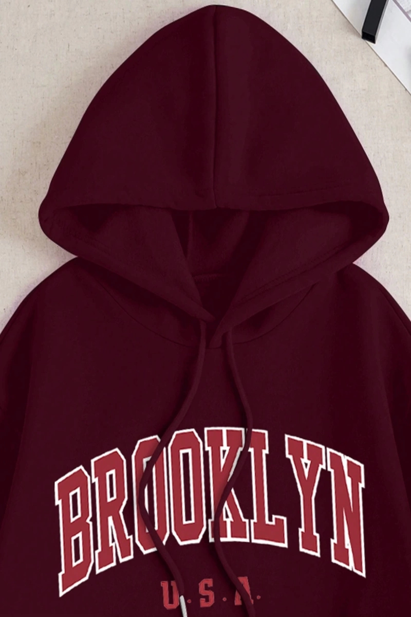 Kadın Moda Bol Spor Kapüşonlu Sweatshirt ve Eşofman Altı İki Parçalı Takım, Bayan İlkb