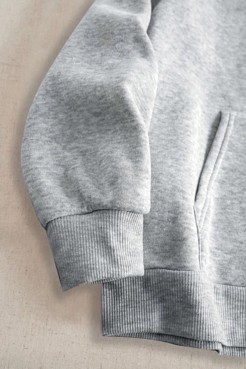 Kadın Moda Bol Spor Kapüşonlu Sweatshirt ve Eşofman Altı İki Parçalı Takım, Bayan İlkb