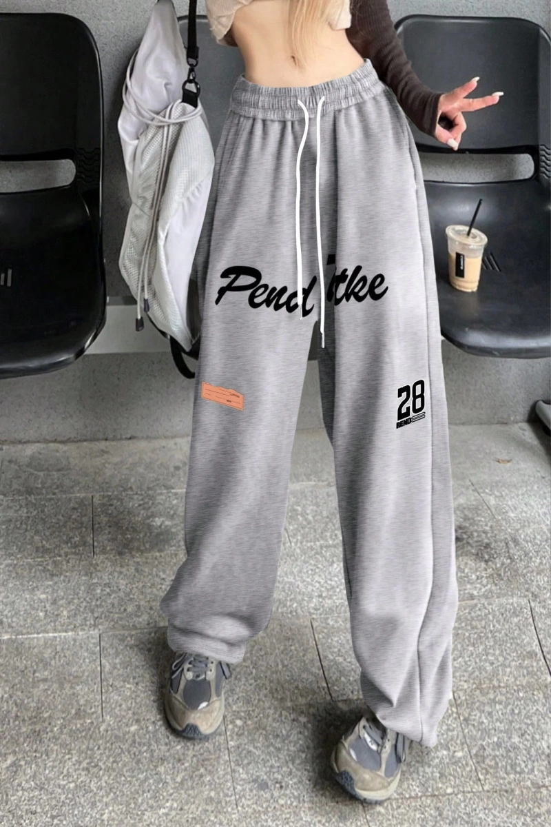 Kadın Moda Rahat Baskılı Düz Spor Pantolon