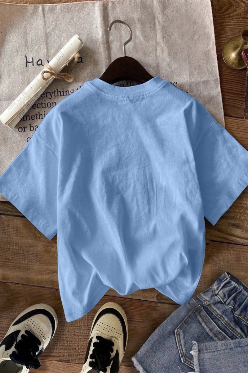 Kadın Moda Slogan Baskılı Kısa Kollu Yuvarlak Yaka Günlük Tişört