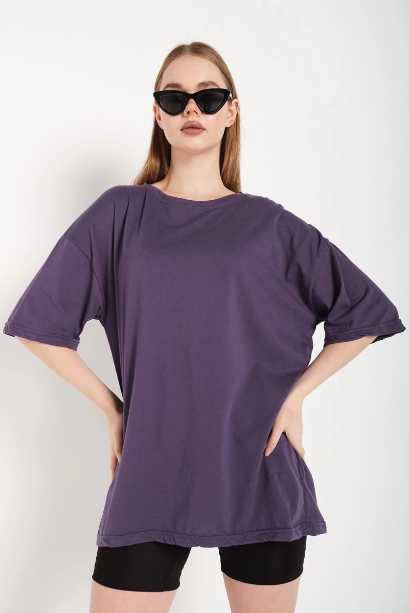 Kadın Mor Oversize T-shirt