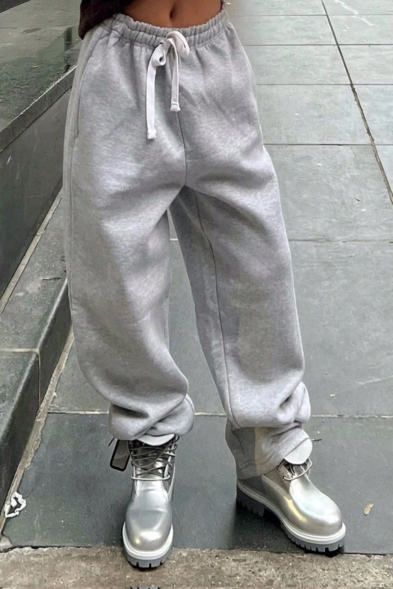 Kadın Ön Bağcıklı Cepli Günlük Eşofman Altı, Günlük Giyim İçin Minimalist Stil