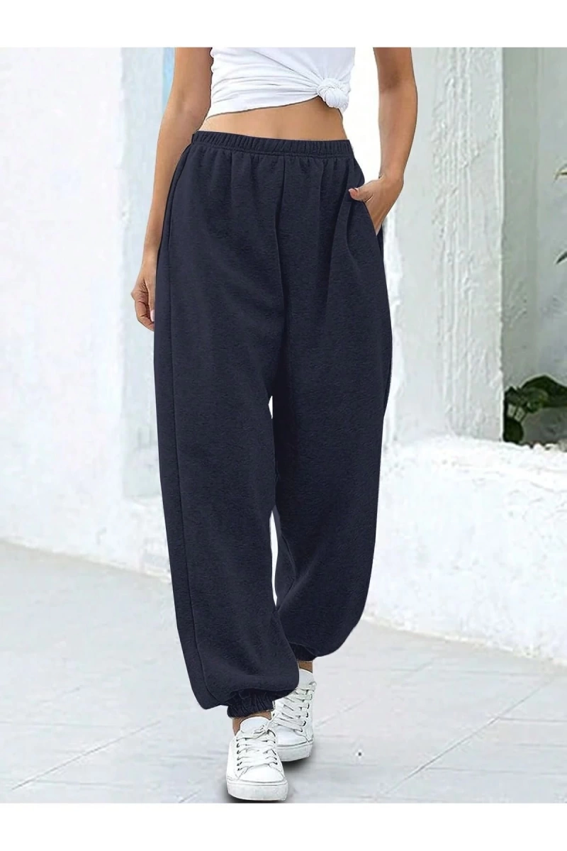 Kadın Oversize Cepli Lastik Paça Eşofman