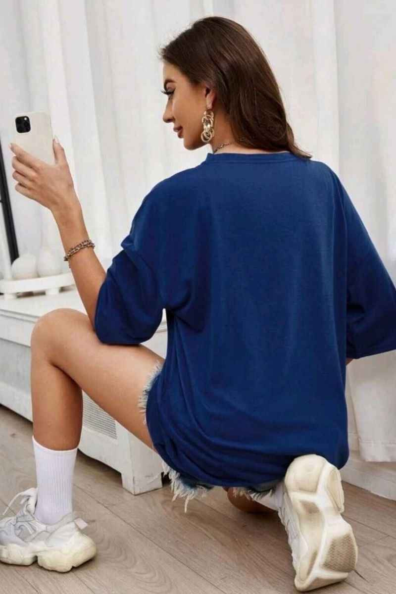 Kadın Oversize Kısa Kolu Salaş Tok Yazlık