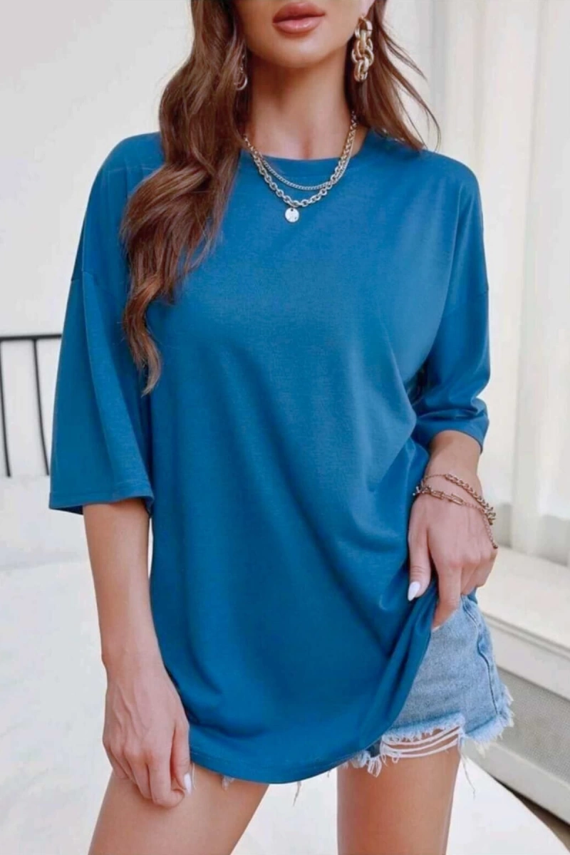 Kadın Oversize Kısa Kolu Salaş Tok Yazlık
