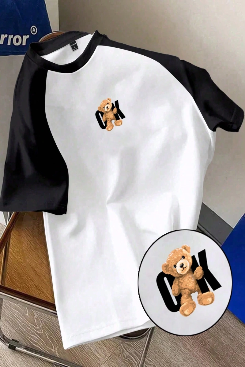 Kadın Rahat Minimalist Kedi Grafik Yuvarlak Yaka Kısa Kollu Bol Kesim Tişört, Ya