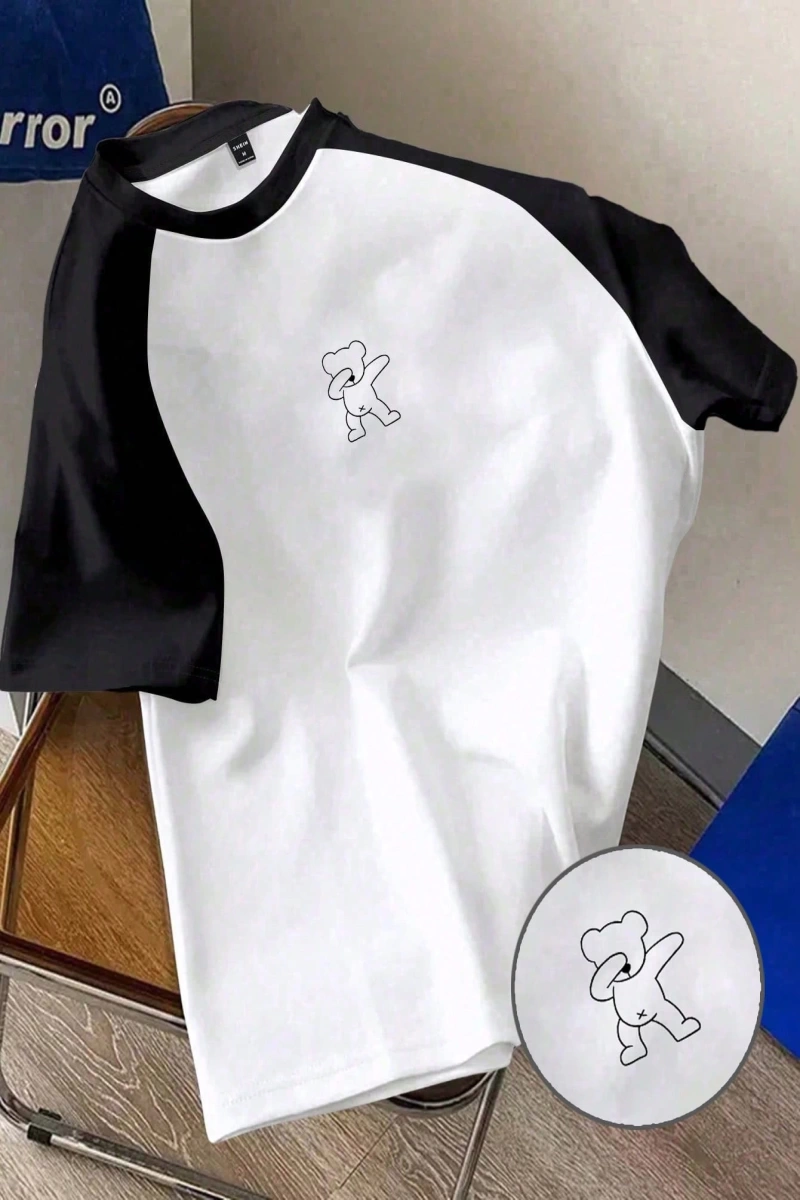 Kadın Rahat Minimalist Kedi Grafik Yuvarlak Yaka Kısa Kollu Bol Kesim Tişört, Ya