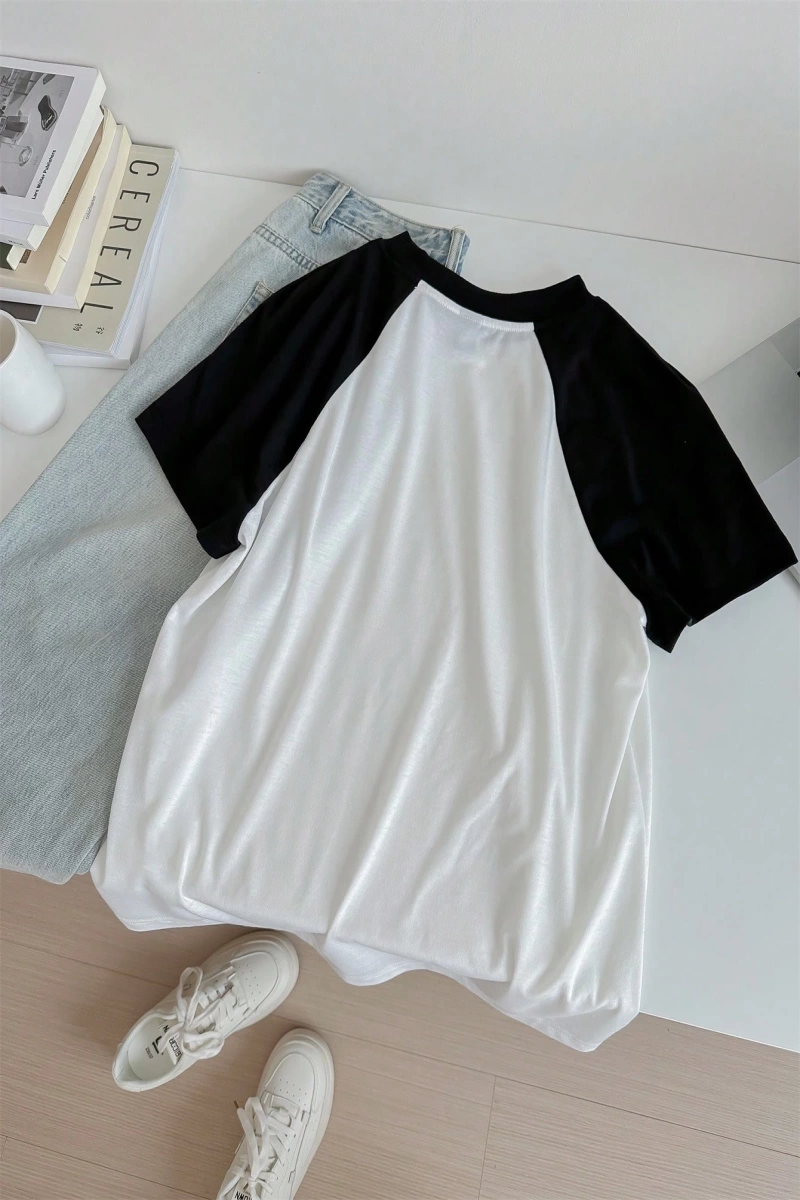 Kadın Rahat Minimalist Kedi Grafik Yuvarlak Yaka Kısa Kollu Bol Kesim Tişört, Ya