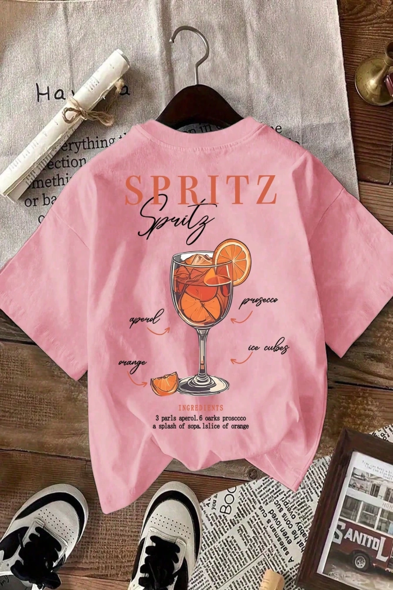 Kadın Regular Fit Harf ve Palmiye Ağacı Grafik Yuvarlak Yaka Kısa Kollu Günlük Süt İpek Tişör
