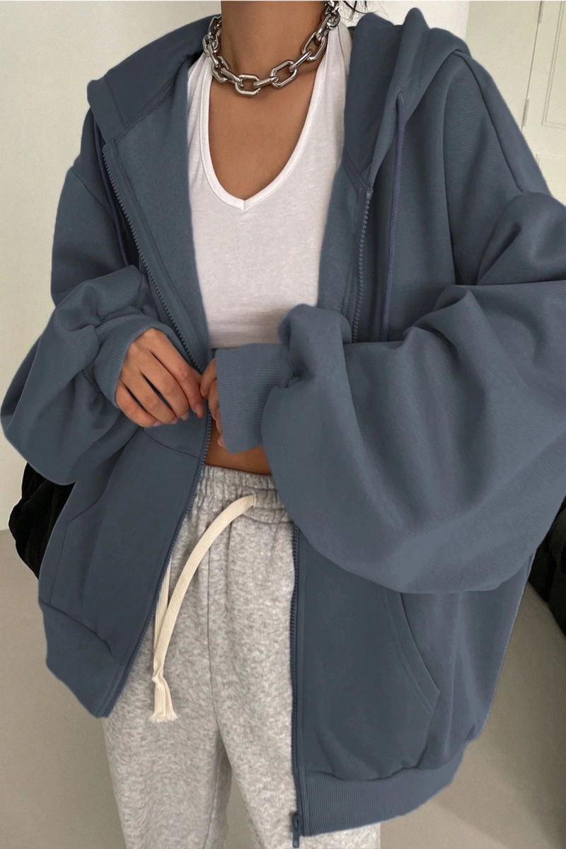 Kadın Renk Bloklu Bağcıklı Yaka Termal Astarlı Kapşonlu Sweatshirt, Uzun Kollu Üstler Model 5196